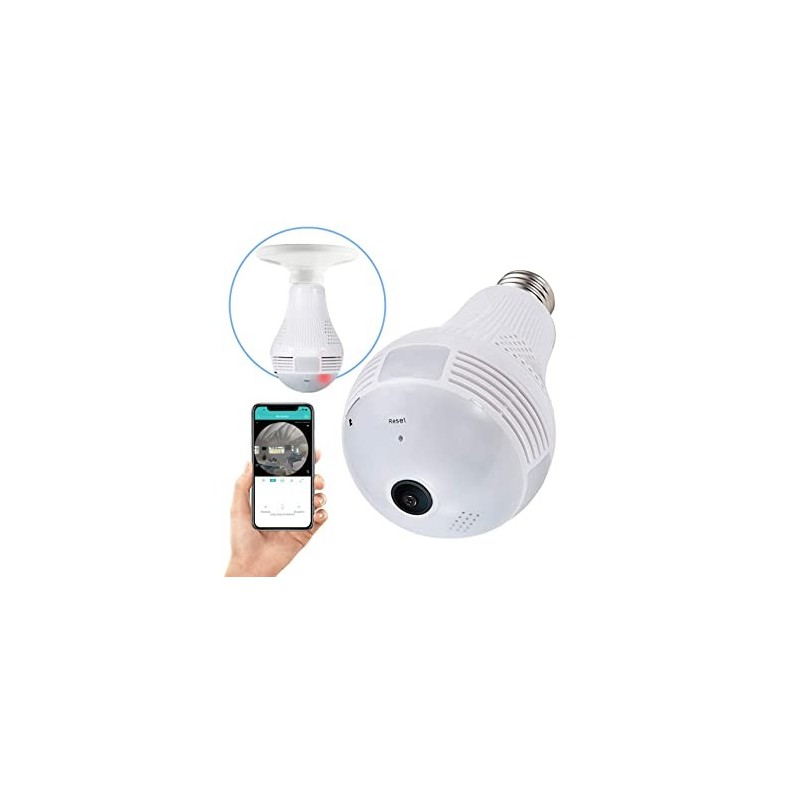 Ampoule camera wifi – 360 ​​degrés – microphone intégré et haut-parleur -  Jachete CI