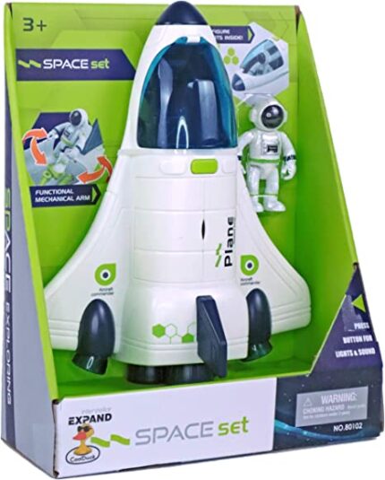 Avion Jouets pour enfants avec lumières et son et figurine d'astronaute, jouets de vaisseau spatial pour toute aventure de mission interstellaire, jouet fusée cadeau pour garçons 3-5-8