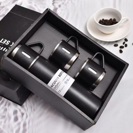 Coffret Cadeau Thermos en Acier Inoxydable + 2 Tasses de Luxe