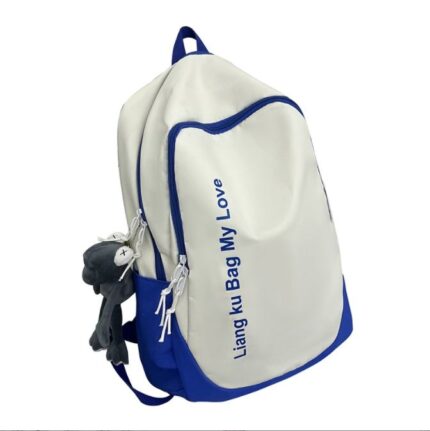 Sac à dos de grande capacité pour adultes 15 pouces - Blanc Bleu