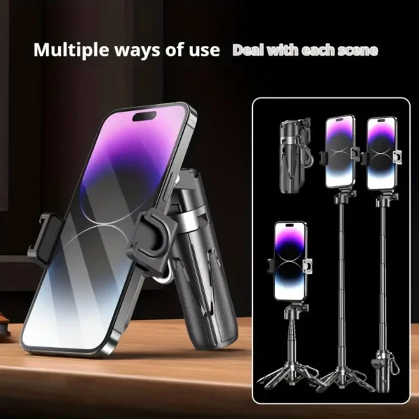 P15 MINI – Mini Grip Quadripod 3-en-1 avec Télécommande Sans Fil, Trépied & Selfie Stick Extensible