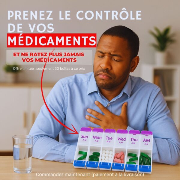Pilulier Hebdomadaire AM/PM – Organisateur de Médicaments 7 jours (Matin & Soir)