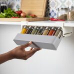 Organisateur d'Épices Télescopique Sous-Étagère - Gain de Place Intelligent pour Cuisine (6 pots inclus)