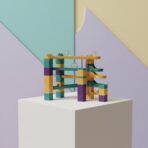 Circuit à Billes en Bois Design - Jeu de Construction Éducatif et Créatif pour Enfant