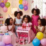 Piano Jouet Musical pour Enfant - Clavier Électronique avec Micro et Tabouret Rose – Image 5