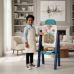 Chevalet d'Art et de Jeu 3-en-1 pour Enfant - Tableau Double Face, Panier de Basket & Jeu d'Anneaux – Image 4