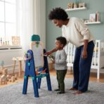 Chevalet d'Art et de Jeu 3-en-1 pour Enfant - Tableau Double Face, Panier de Basket & Jeu d'Anneaux – Image 2