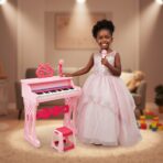 Piano Jouet Musical pour Enfant - Clavier Électronique avec Micro et Tabouret Rose – Image 3