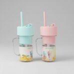 Mug en Verre Design AquaChic Luxe avec Couvercle et Paille