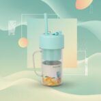 Mug en Verre Design AquaChic Luxe avec Couvercle et Paille – Image 2