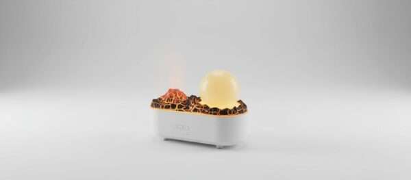 Humidificateur et Diffuseur d'Arômes Crystal 'Volcano' - Lampe d'Ambiance Effet Flamme