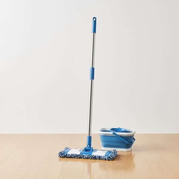 Vadrouille Éponge Haute Performance avec Seau Pliable et Système d'Essorage Mains Libres