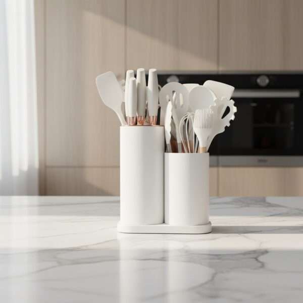 Ensemble d'Ustensiles de Cuisine HEESEM Premium avec Support de Rangement