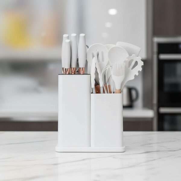 Ensemble d'Ustensiles de Cuisine HEESEM - 13 Pièces avec Bloc de Rangement