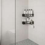 Étagère de Douche d'Angle Multi-niveaux - Organisateur de Salle de Bain Sans Perçage
