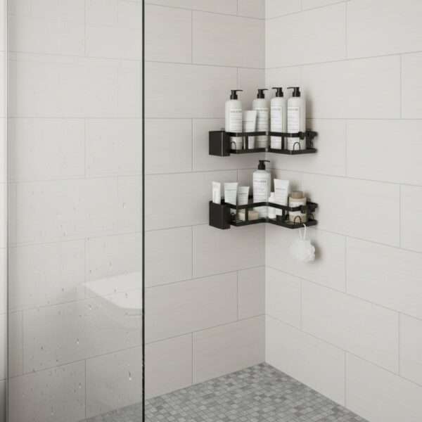Étagère de Douche d'Angle Multi-niveaux - Organisateur de Salle de Bain Sans Perçage