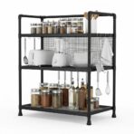 Étagère de Rangement Multifonction 3 Niveaux – Étagère Cuisine sans Perçage avec Crochets