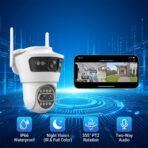 Caméra de Surveillance WiFi Jortan Gun Ball – Double Caméra (Fixe + PTZ 355°), IP66, Vision Nocturne Couleur – Image 3