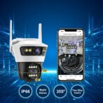 Caméra de Surveillance WiFi Jortan Gun Ball – Double Caméra (Fixe + PTZ 355°), IP66, Vision Nocturne Couleur