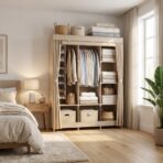 Armoire Penderie de Rangement en Tissu Multifonction (130×45×170 cm) – Image 5