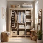 Armoire Penderie de Rangement en Tissu Multifonction (130×45×170 cm) – Image 2