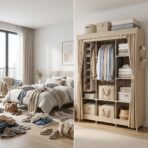 Armoire Penderie de Rangement en Tissu Multifonction (130×45×170 cm) – Image 3