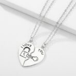 Collier de Couple Cœur « I Love You » – Pendentif Cadenas & Clé (2 pièces)
