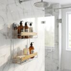 Étagère de Douche 2 Niveaux Syder – Rangement Salle de Bain à Ventouse, Sans Perçage – Image 2