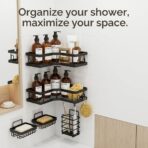 Étagère d'Angle de Douche – Corner Shower Caddy, Rangement Salle de Bain Sans Perçage – Image 4