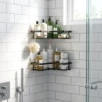 Étagère d'Angle de Douche Multifonction – Corner Storage Rack Métal, Rangement Salle de Bain Sans Perçage – Image 4