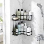 Étagère d'Angle de Douche Multifonction – Corner Storage Rack Métal, Rangement Salle de Bain Sans Perçage – Image 3