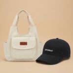 Sac Cabas Femme en Toile « Fashion » à Poches – Crème – Image 4