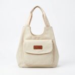 Sac Cabas Femme en Toile « Fashion » à Poches – Crème