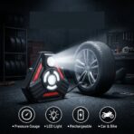 Compresseur d'Air Portable Voiture CQB-V6 – Gonfleur Électrique avec Manomètre & Lampe LED – Image 4