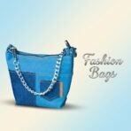 Sac à Main Femme en Jean Denim avec Chaîne – Sac Tendance Bicolore (21×9×17 cm) – Image 4
