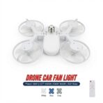 Plafonnier Ventilateur LED « Drone Fan Light » – 4 Ventilateurs Pliables + Lampe, Télécommande (Douille E27/B22)