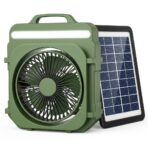 Ventilateur Solaire Portable avec Lampe LED & Panneau Solaire – Multifonction Rechargeable Extérieur