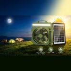 Ventilateur Solaire Portable avec Lampe LED & Panneau Solaire – Multifonction Rechargeable Extérieur – Image 2