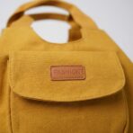 Sac Cabas Femme en Toile « Fashion » à Poches – Moutarde – Image 3