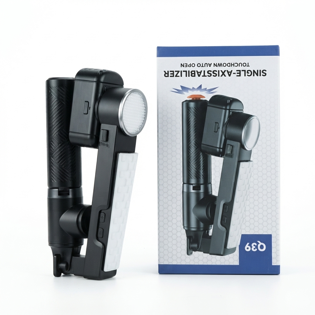 Stabilisateur Gimbal Téléphone Q39 – Perche Selfie + Trépied + Lampe LED, Télécommande Bluetooth — Jachete.ci
