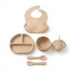 Set Repas Bébé en Silicone – Kit Complet : Bavoir, Assiette, Bol, Tasse & Couverts (Sans BPA)