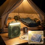 Ventilateur Solaire Portable avec Lampe LED & Panneau Solaire – Multifonction Rechargeable Extérieur – Image 3