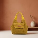 Sac Cabas Femme en Toile « Fashion » à Poches – Moutarde