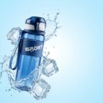 Bouteille d'Eau Sport à Paille – Gourde Anti-Fuite avec Poignée (Bleu / Noir / Vert) – Image 2