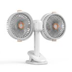 Ventilateur Double Tête Rechargeable – Clip, Support, Suspendu (Pince Multifonction)