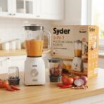 Blender Mixeur 3-en-1 Syder – 600W, Grand Bol 1,8L + 2 Moulins, Blanc/Noir